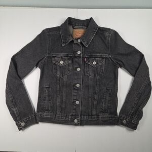 Levi's Youth XS Washed Black Denim Jacket Classic Jean Trucker